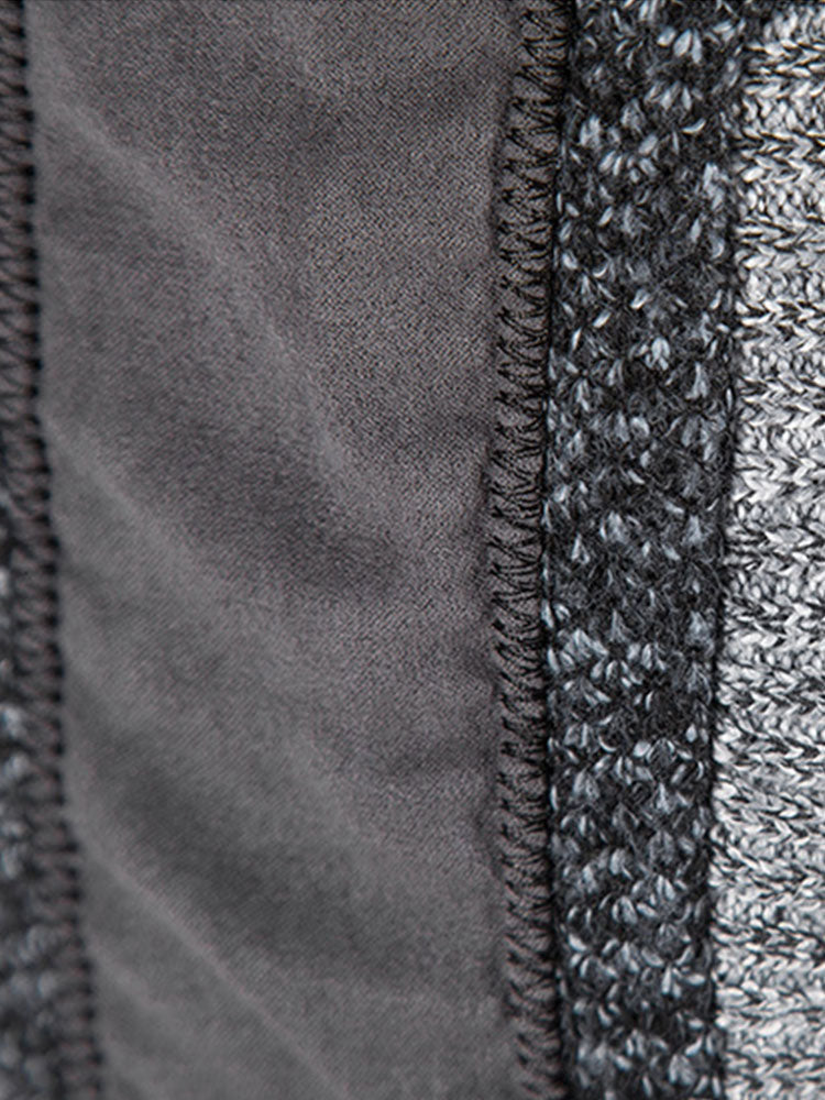 Camden | Zip Up Faux Suede Patchwork Sweater