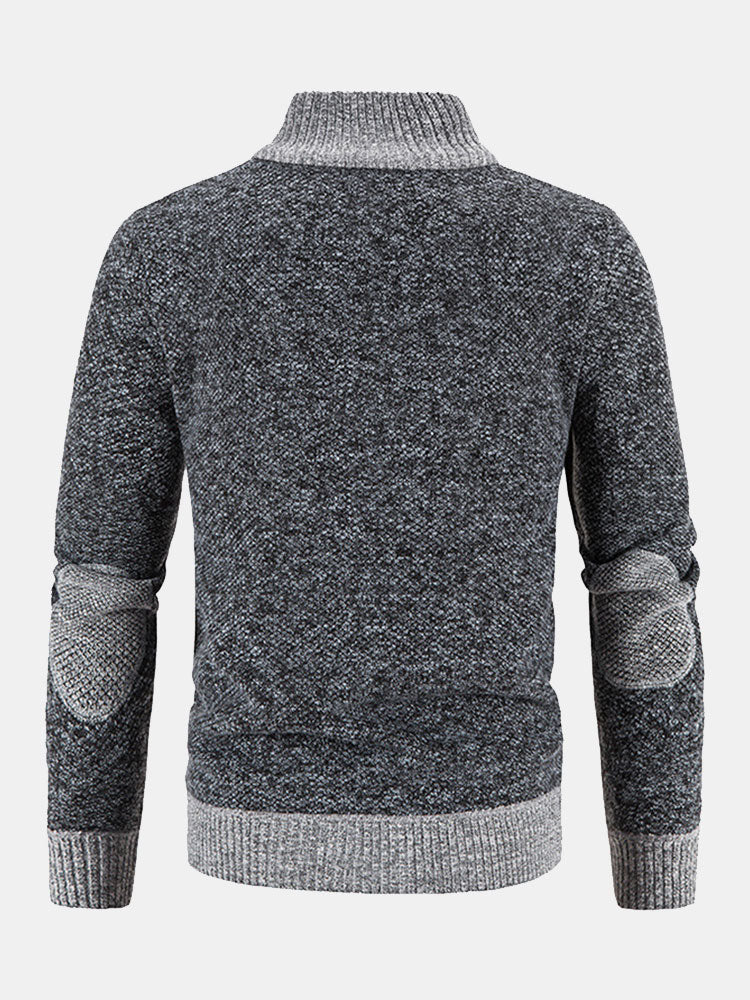 Camden | Zip Up Faux Suede Patchwork Sweater