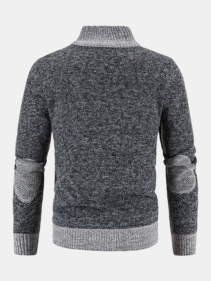 Camden | Zip Up Faux Suede Patchwork Sweater