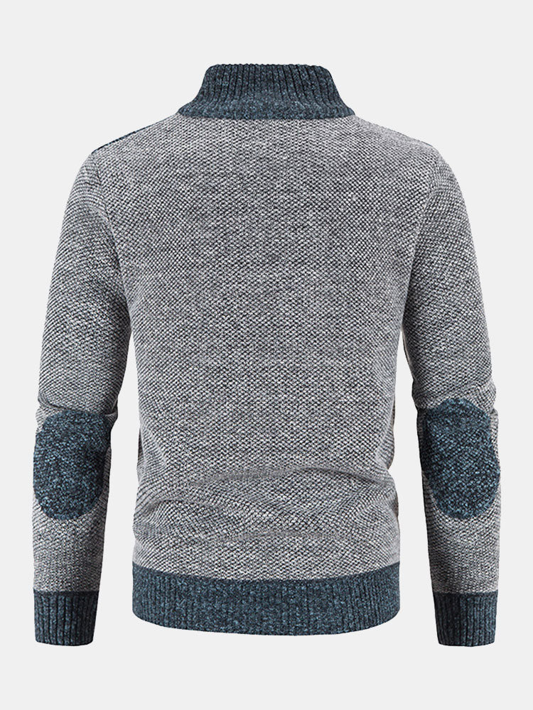 Camden | Zip Up Faux Suede Patchwork Sweater