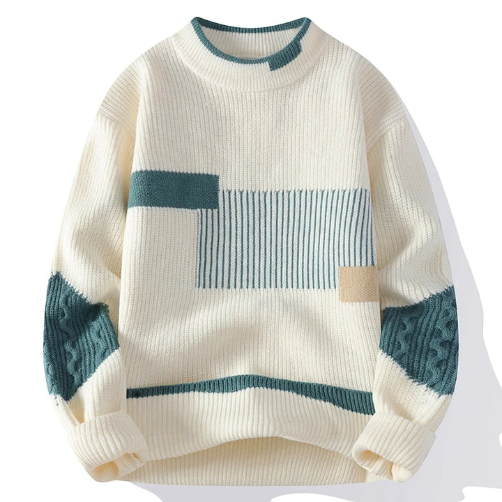 RÉVE | MOCK NECK PATCHWORK SWEATER